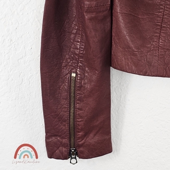 Madewell Washed Leather Motorcycle Jacket Brass Hardware Edition Dusty Redwood - Picture 9 of 15
